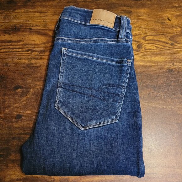 American Eagle Jeans 2 S Jegging Next Level Stretch Super Hi Rise Medium Dark - Picture 3 of 12